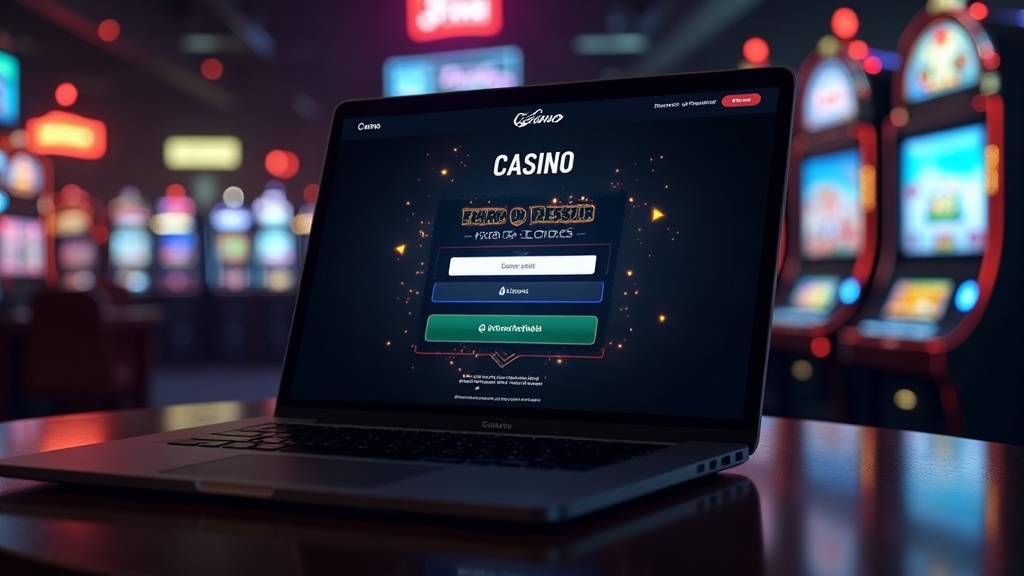 Formulário de registo com código de bónus num ambiente de casino escuro