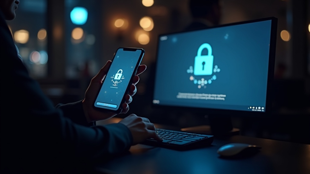 Computador e telemóvel lado a lado com ecrãs de login de casino