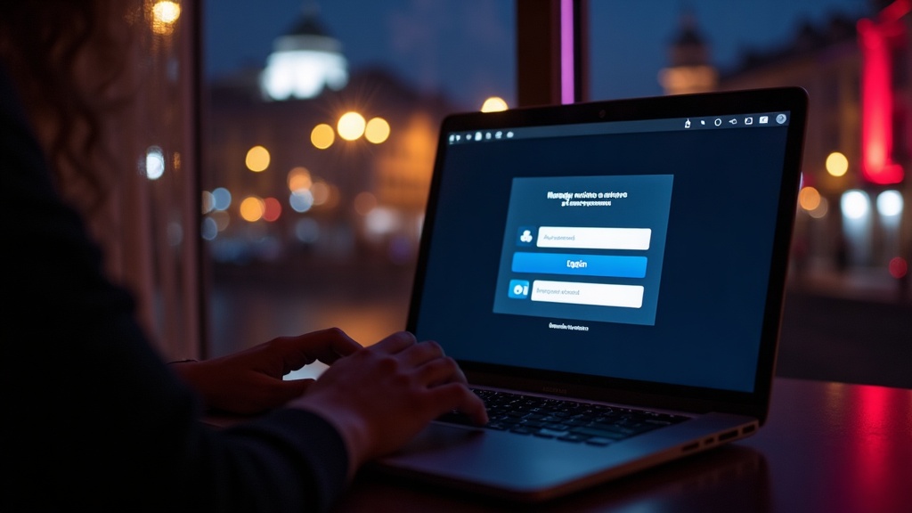 Pessoa a confirmar o endereço correto do login num portátil